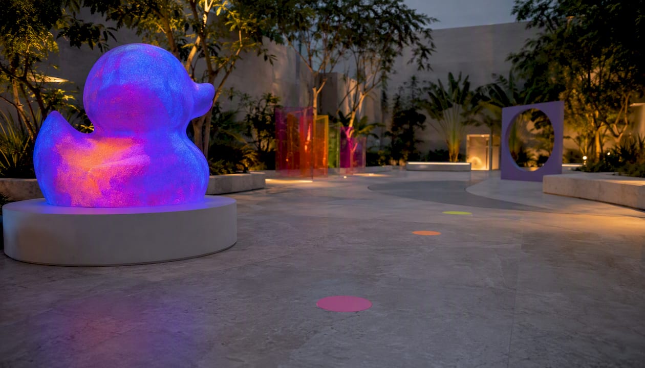 Immersive gallery layout with interactive stations