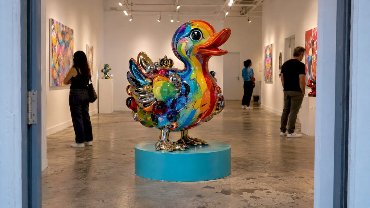 Rainbow sculpture under high CRI gallery lighting
