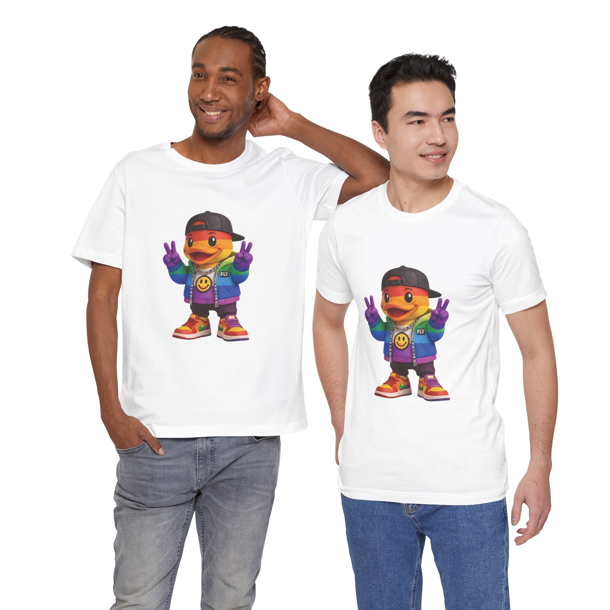 FLY Duck Pride Peace Tee rubber duck pop art graphic tee by Miami pop artist FLY
