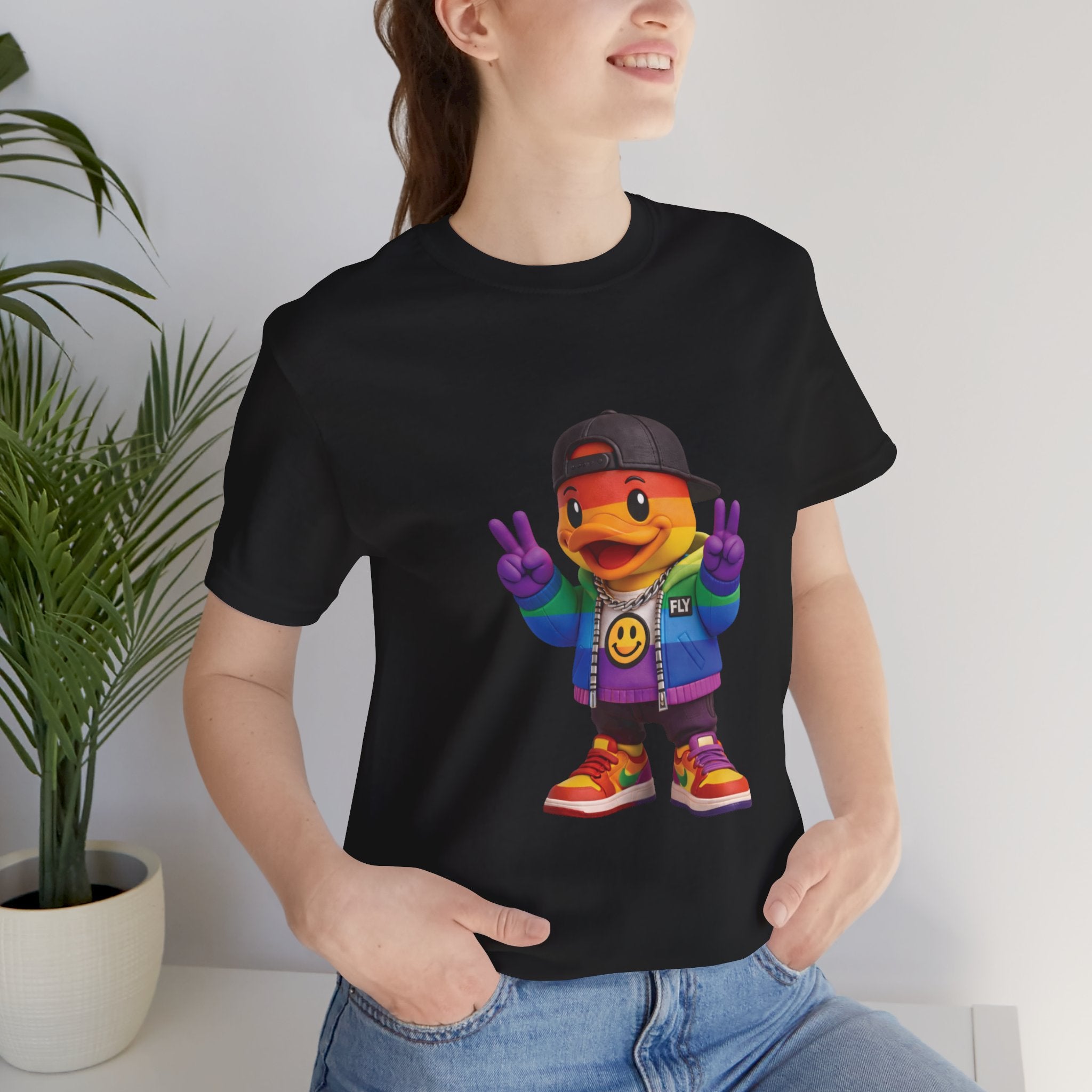 FLY Duck Pride Peace Tee rubber duck pop art graphic tee by Miami pop artist FLY