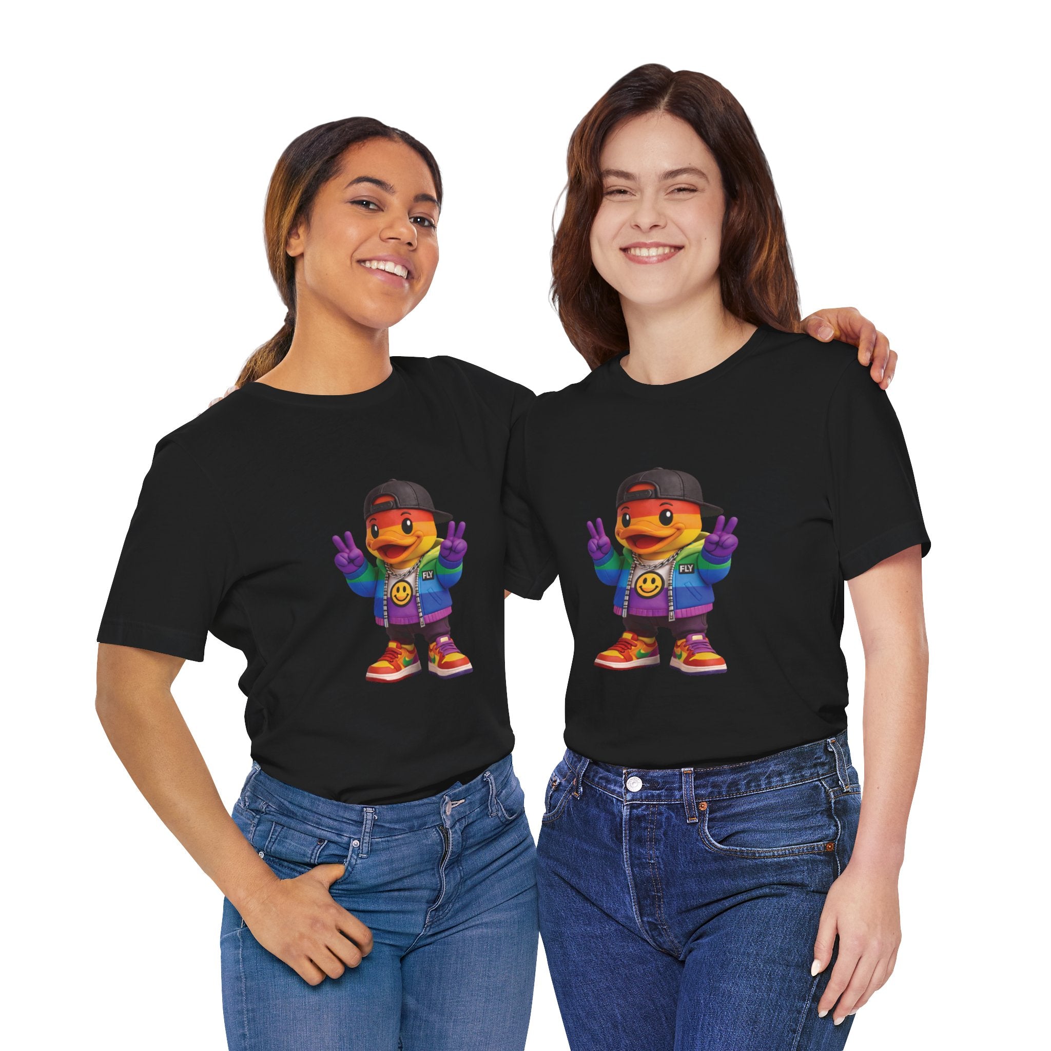 FLY Duck Pride Peace Tee rubber duck pop art graphic tee by Miami pop artist FLY
