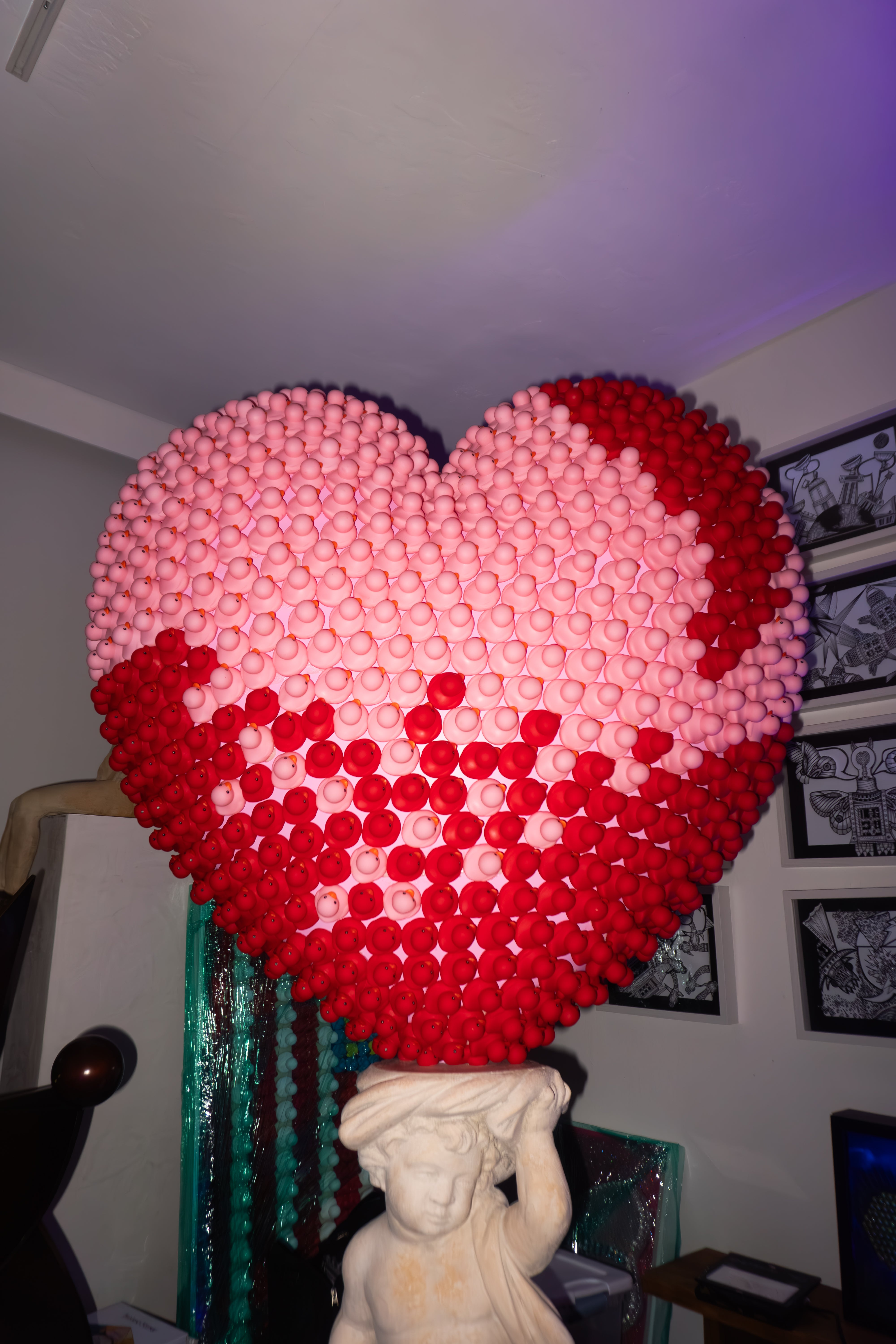 Pink Proud Love rubber duck sculpture by Miami pop artist FLY Facundo Yebne detail 2
