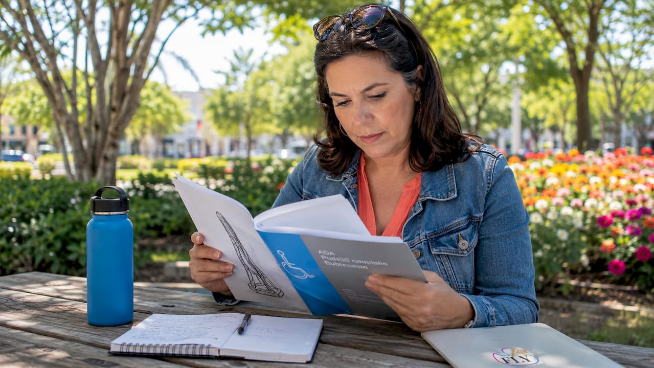Urban planner reviewing ADA sculpture guide
