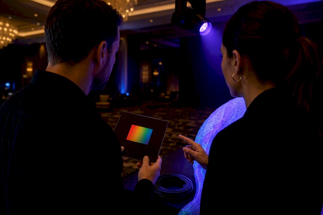 Venue walkthrough of UV glow art setup
