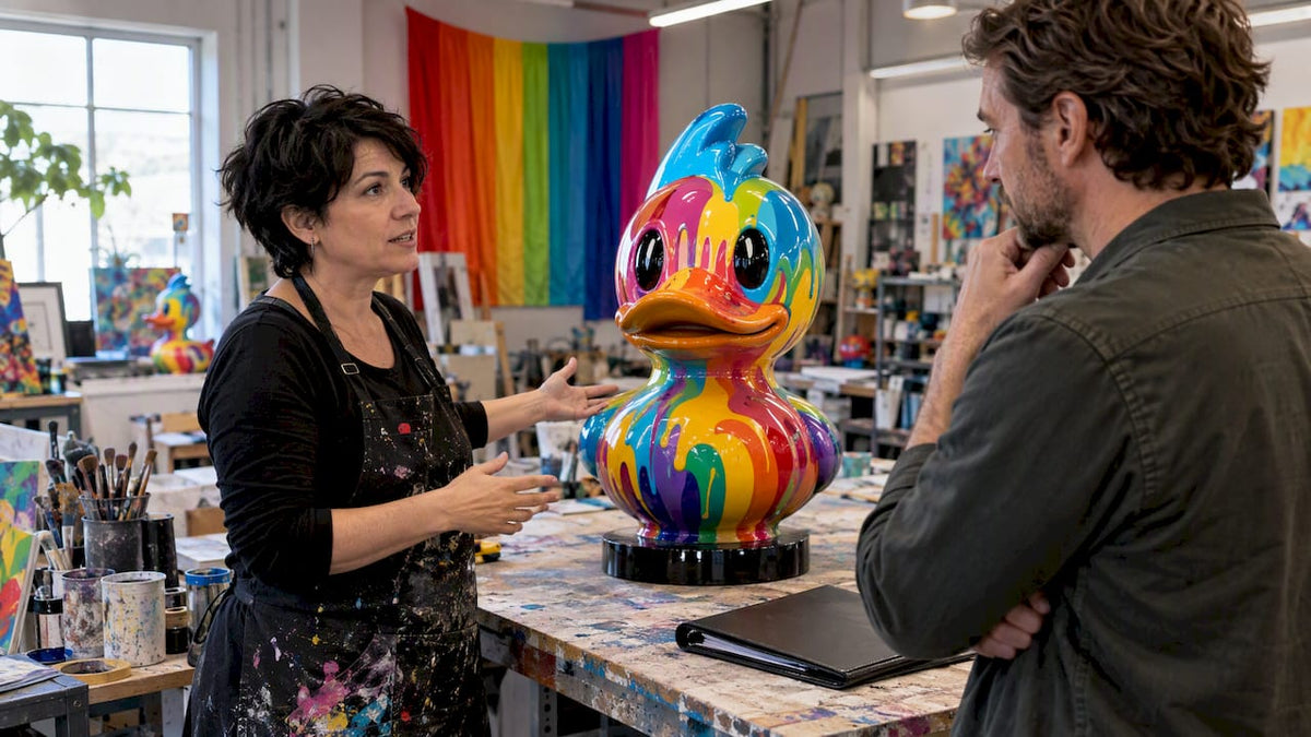 Artist and client discussing artwork rights