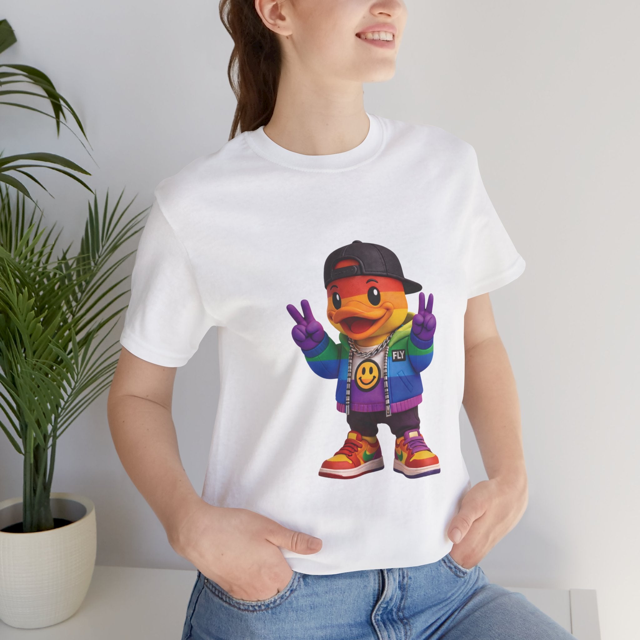 FLY Duck Pride Peace Tee rubber duck pop art graphic tee by Miami pop artist FLY