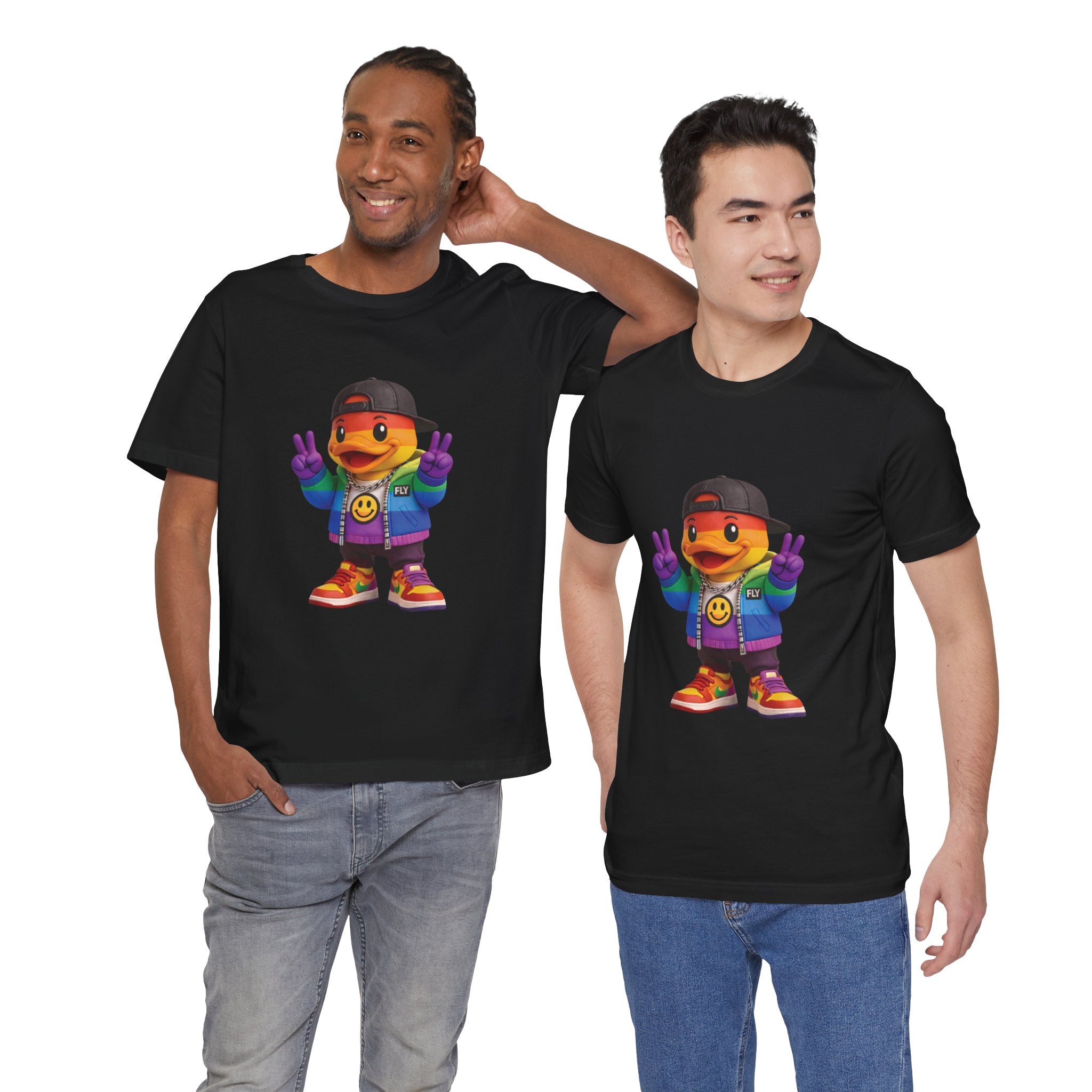 FLY Duck Pride Peace Tee rubber duck pop art graphic tee by Miami pop artist FLY