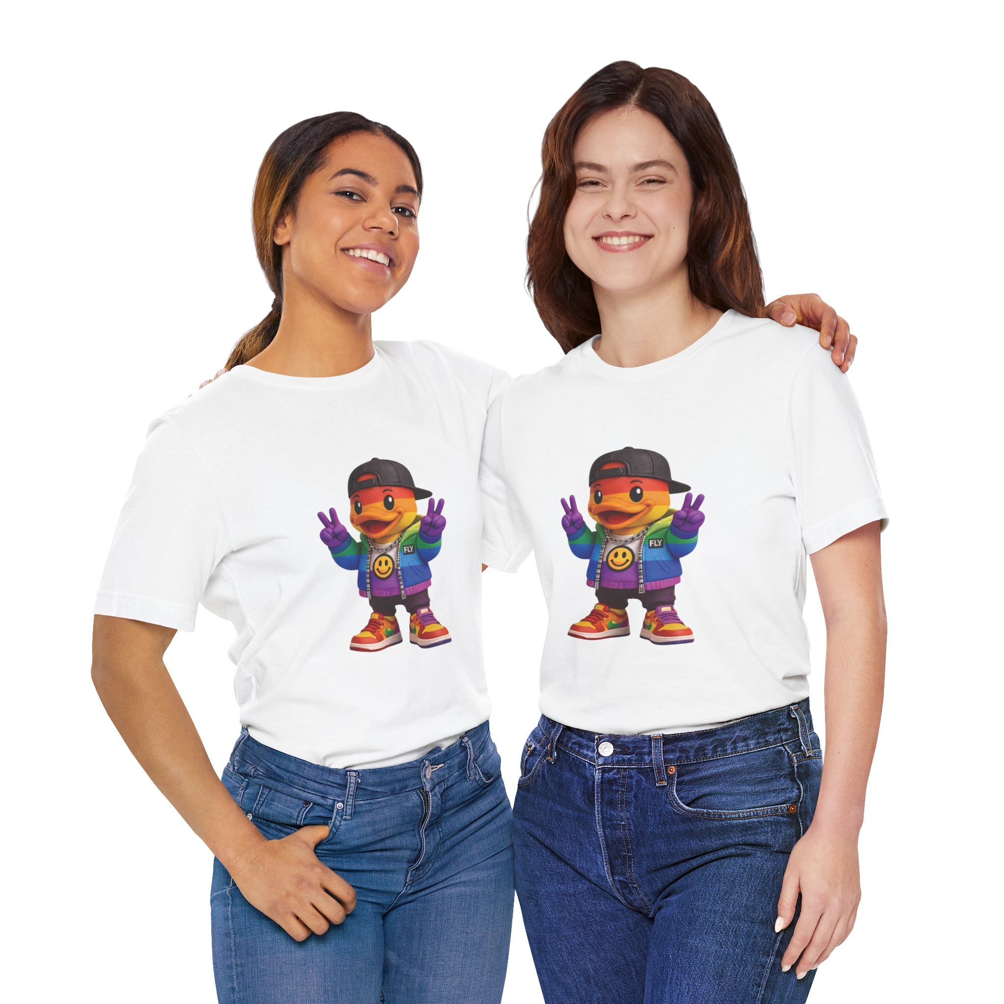 FLY Duck Pride Peace Tee rubber duck pop art graphic tee by Miami pop artist FLY
