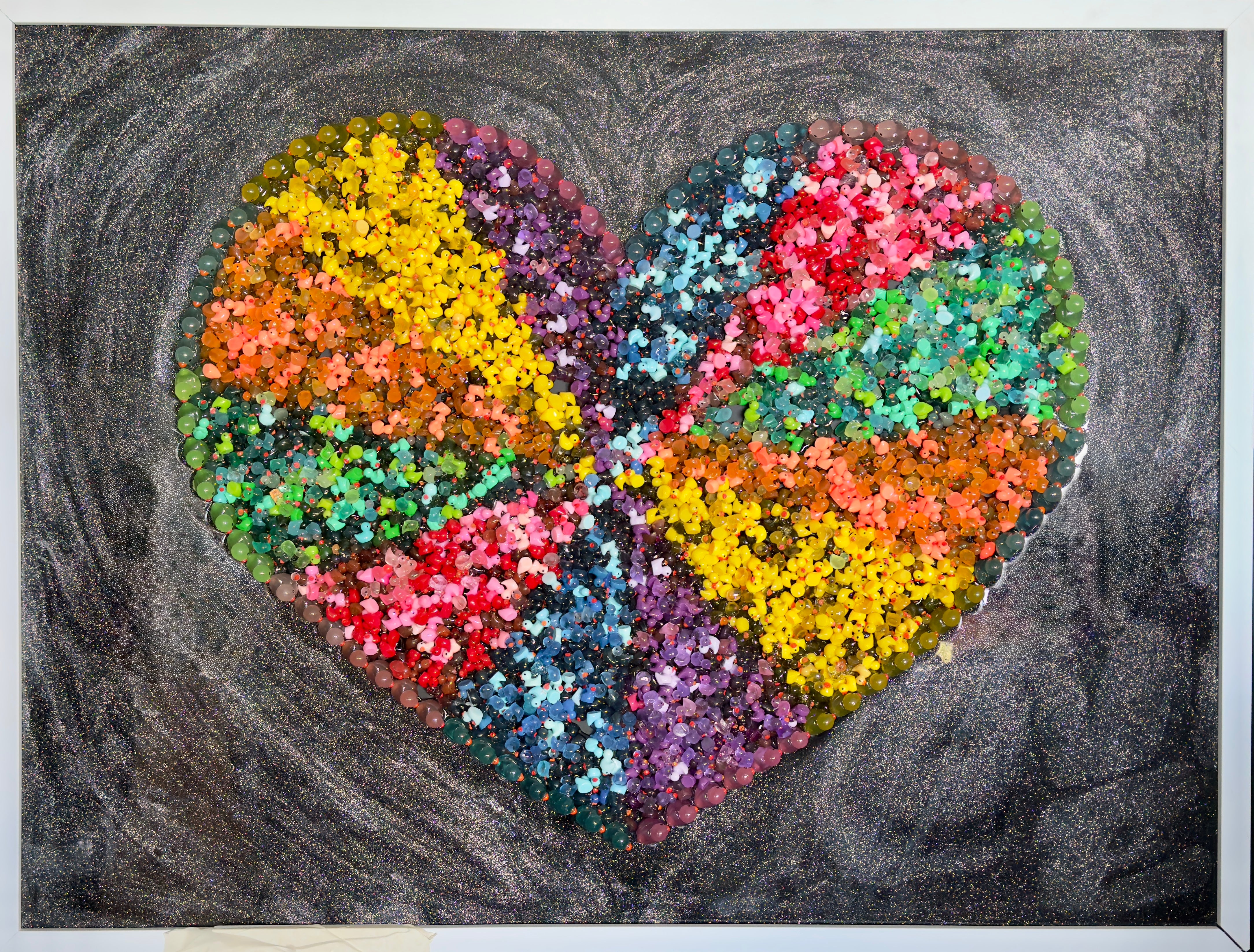 Proud Love 2D Black with Glitter rubber duck pop art by Miami pop artist FLY Facundo Yebne detail 5